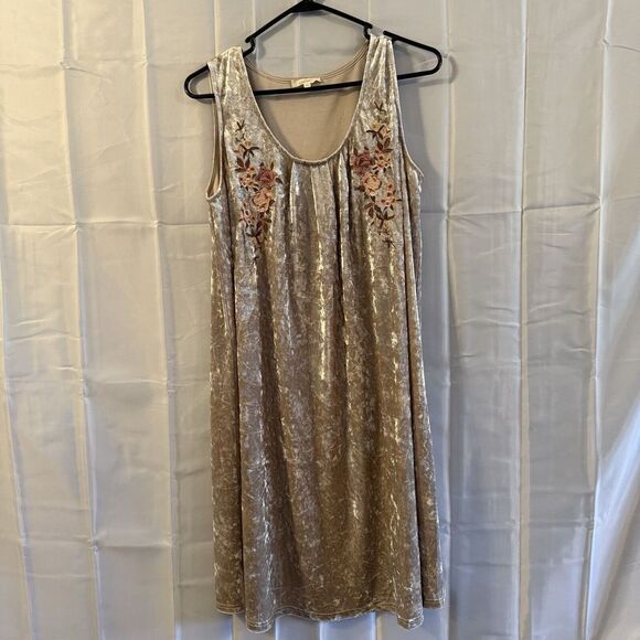 Mystree Dresses & Skirts - MYSTREE L Crushed Velvet A-line Dress Embroidered Shift Tank Dress 90s Y2K